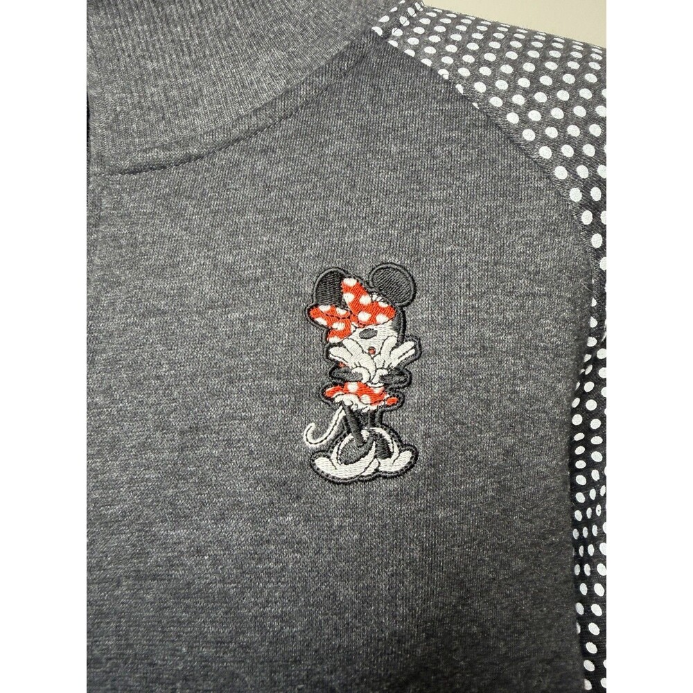 Disney Parks Minnie Mouse Polka Dot Zip Up Raglan Fleece Gray Bomber Jacket XXL - Picture 4 of 9